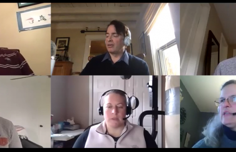 Screen shot of a Zoom meeting involving ET&S Help Desk Staff