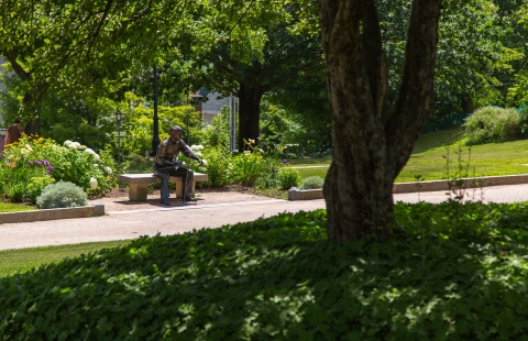 Photo of a sculpture on a bench 