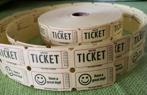 Photo of a roll of raffle tickets