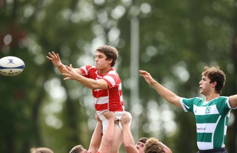 College Rugby players competing against each other