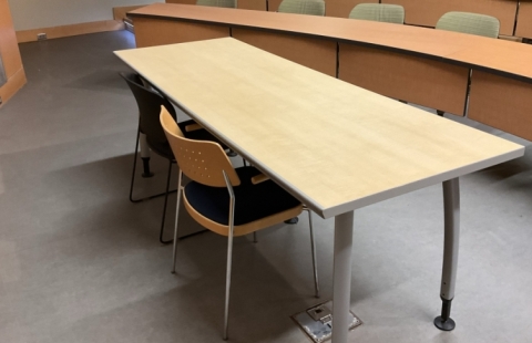 DeMeritt 240 lecture hall table and chair