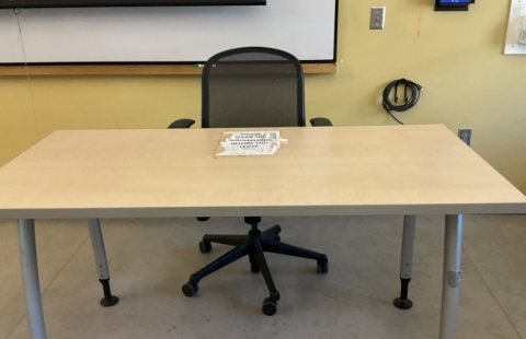 DeMeritt 253 classroom desk and chair