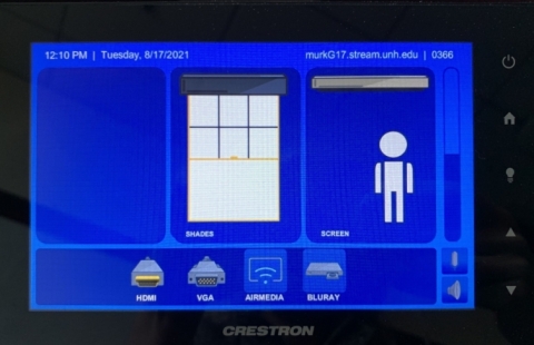 UNH Murkland G17 classroom control panel
