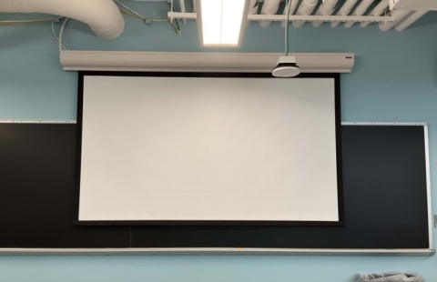 Spaulding Life Science lab room projection screen
