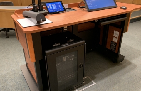 PCBE 165 lecture hall podium