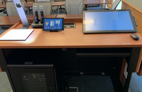 PCBE 205 classroom podium
