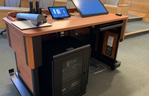 PCBE 215 lecture hall podium