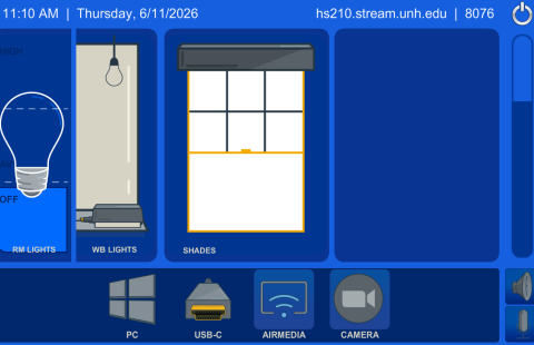 Hamilton Smith 210 Classroom AV Control Panel