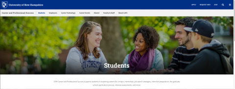 Screenshot of career and professional services website