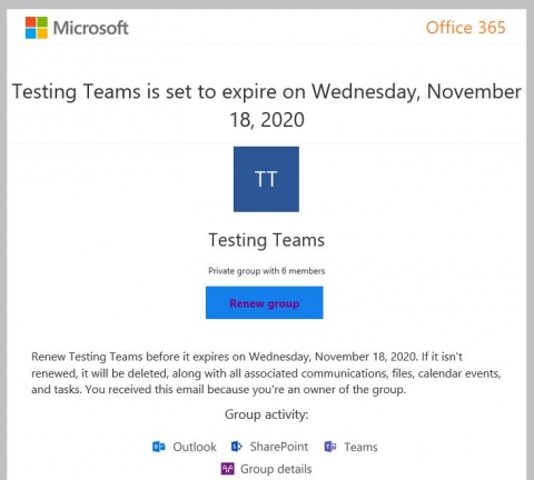 renew teams group