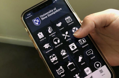 UNH mobile app open on a phone