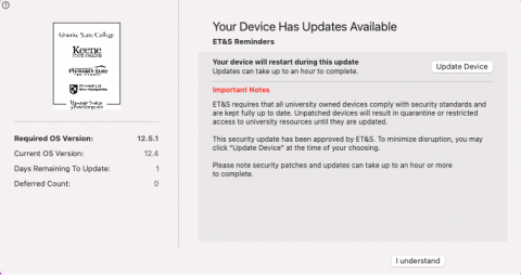 macOS update message