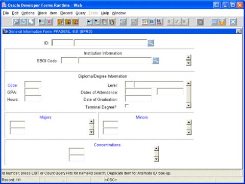 PPAGENL Form display